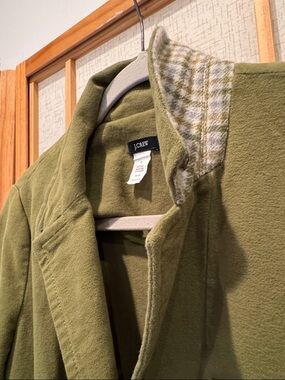 J. Crew Olive Green Tailored Women's Blazer with patterned details and stitching